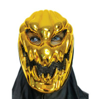 Máscara Fantasma Abóbora Halloween Metalizada Dourado