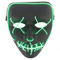 Máscara Halloween Sem Face Preta com LED - Verde Limão - 1