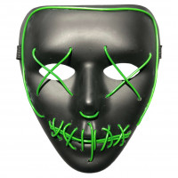 Máscara Halloween Sem Face Preta com LED - Verde Limão