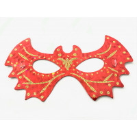 Máscara Holográfica com Glitter Morcego 6 unidades - Vermelho