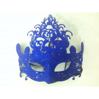 Máscara Veneziana com Glitter - Azul Royal