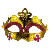 Máscara Veneziana Decorada Metalizada - Dourado