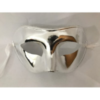 Máscara Veneziana Lisa Metalizada - Prata