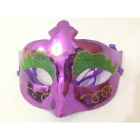 Máscara Veneziana Metalizada Decorada com Glitter - Roxo