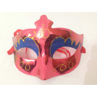 Máscara Veneziana Metalizada Decorada com Glitter - Vermelho