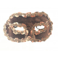Máscara Veneziana Veludo com Paetê - Marrom Escuro