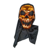 Mascara Caveira Terror Metalizada Halloween Laranja