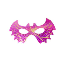 Máscara Holográfica com Glitter Morcego 6 unidades - Rosa Pink