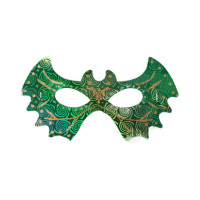 Máscara Holográfica com Glitter Morcego 6 unidades - Verde