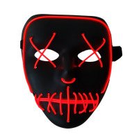 Máscara Halloween Sem Face Preta com LED - Laranja Neon