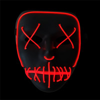 Máscara Halloween Sem Face Preta com LED - Laranja Neon