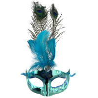 Máscara Veneziana Metálica Pavão - Azul