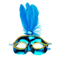 Mascara Veneziana Pedra e Penas Azul Turquesa
