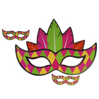 Painel Carnaval Mascaras Quadriculadas Neon Com 3