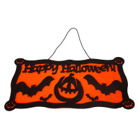 Painel Happy Halloween com EVA 45x20 Cm - Laranja e Preto