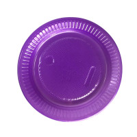 Prato Descartável Raso Neon Roxo com 10