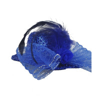 Presilha chapéu lantejoula e plumas - Azul