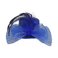 Presilha chapéu lantejoula e plumas - Azul