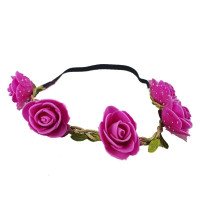 Coroa Flor com Elástico Rosa Pink