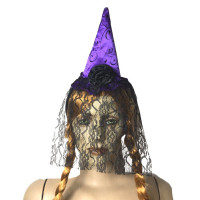 Tiara Chapéu de Bruxa com Véu Luxo Halloween