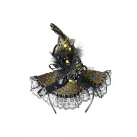 Tiara Chapéu de Bruxa Luxo Halloween - Dourado