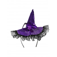 Tiara Chapéu de Bruxa Luxo Halloween - Roxo