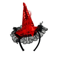 Tiara Chapéu de Bruxa Luxo Halloween - Vermelho