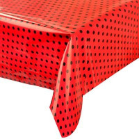 Toalha de Mesa Perolada Quadrada Poá 78x78 cm com 10 - Vermelho e Preto