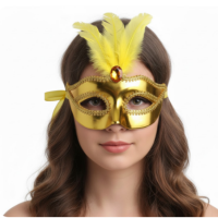 Mascara Veneziana Pedra e Penas Dourado