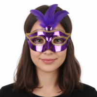 Mascara Veneziana Pedra e Penas  - Roxo
