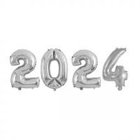 Kit Balão Metalizado Número 2024 14" 40 cm - Prata
