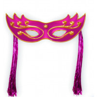 Painel Carnaval Máscara com Chicote de Ráfia - Rosa Pink
