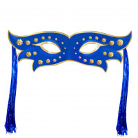 Painel Carnaval Máscara com Chicote de Ráfia - Azul Royal