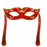 Painel Carnaval Máscara com Chicote de Ráfia - Vermelho