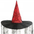 Chapéu de Bruxa Teia de Aranha com Caídas de Renda - Vermelho