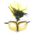 Máscara Veneziana Decorada com Glitter e Penas - Amarelo Canário