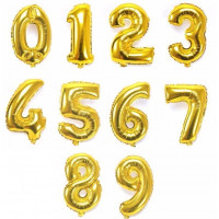 Balão Metalizado Número 40" 1 m  - 0 a 9 - Dourado
