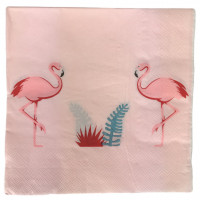 Guardanapo Decorado 17 x 17 com 20 - Rosa Claro Flamingo