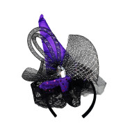 Tiara Chapeu de Bruxa Luxo Lantejoulas e Laço - Roxo