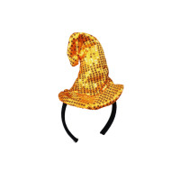 Tiara Chapeu de Mago Lantejoula - Laranja