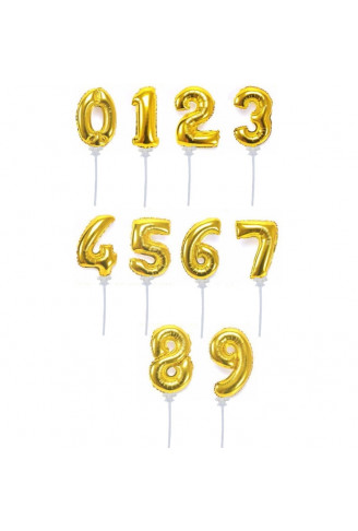 Balão de Número Pequeno Metalizado Dourado 40cm