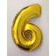 Balão Metalizado Número 40" 1 m 0 a 9  - Dourado - 8