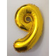 Balão Metalizado Número 40" 1 m 0 a 9  - Dourado - 11