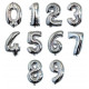Balão Metalizado Número 14" 40 cm - 0 a 9 - Prata - 1